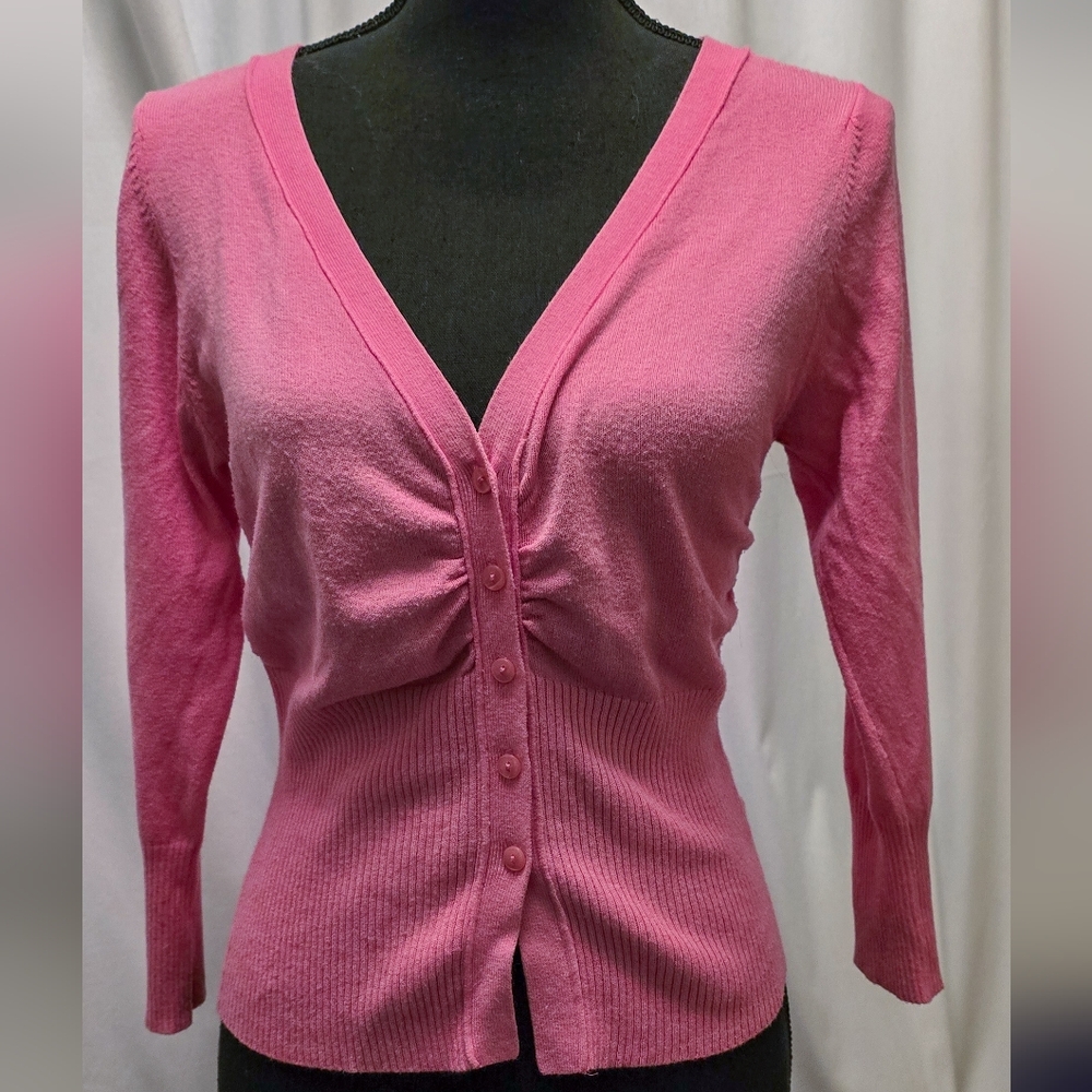 Hazel Pink V-Neck Cardigan Sweater